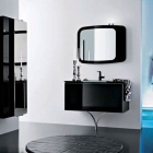 Salle de bain Meubles de salle de bains moderne en verre noir de vie Stemik