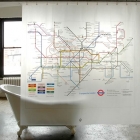 Salle de bain Carte de tube de rideau de douche souterrains de Londres