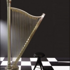 Salon Adagio, un appareil de chauffage sous la forme d'une harpe